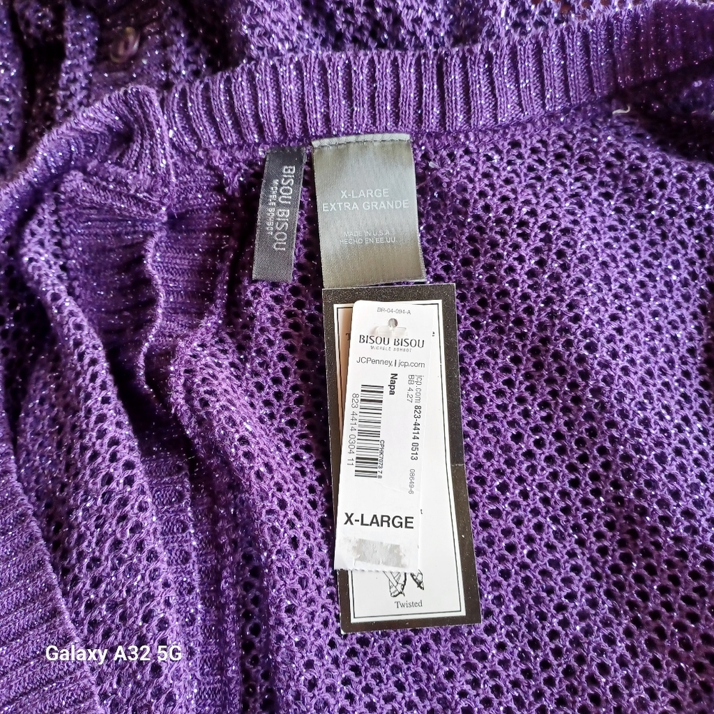 Bisou Bisou New Women XL Purple Mesh Women's Sweater - Picture 13 of 13